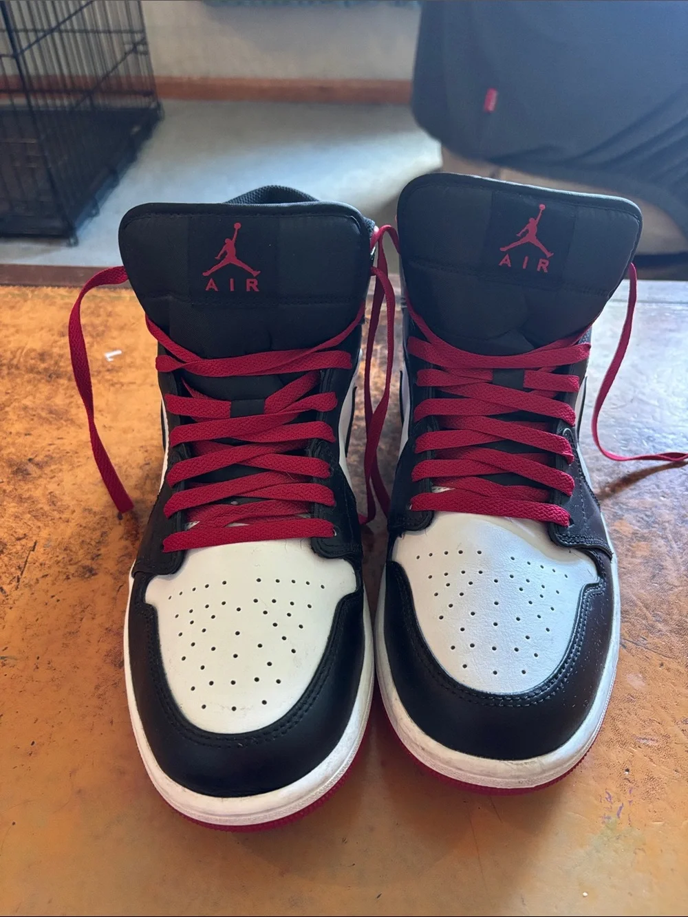 Jordan High-Top Sneakers — Black, White & Red